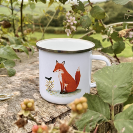 Emaille mok | Fox and blackbird