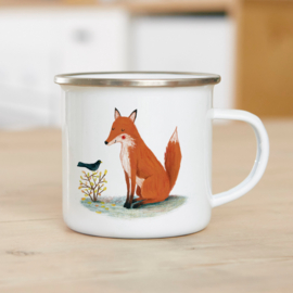 Emaille mok | Fox and blackbird