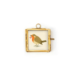Minilijstje goud vierkant | Roodborst