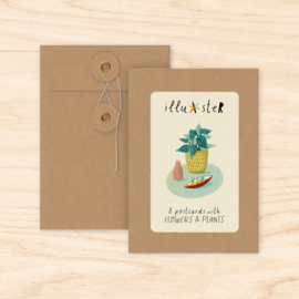Set 8 ansichtkaarten | Met bloemen en planten