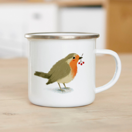 Emaille mok |  Robin