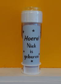 Bellenblaas Hoera! (Naam) is geboren