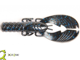 X Zone Lures Muscle Back Craw 4" Black Blue Flake