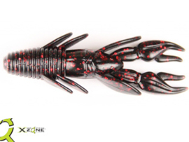 X Zone Lures Punisher Punch Craw 4" Black Red Flake