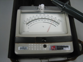 Braun Temperatuurmeter met T-600 Taster in lederen opberg etuis-HTS gebruikt