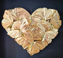 Real butterflies gold gilded heart artwork in frame limited edition RMS54