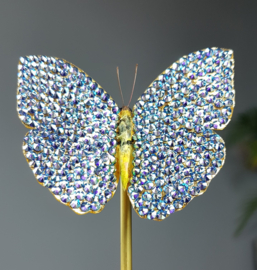 Phoebis Butterfly with 24ct Gold Leaf and Swarovski Crystals Bermuda Blue - 27cm dome - RMS02