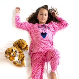 Frogs en Dogs - All You Need - meisjes -pyjama - roze/fuchsia - zebra - pailletten hart