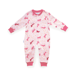 Frogs and dogs - kraamcadeau - meisjes -Horse/ Paarden - baby/peuter - Onesie /pyjama- Roze