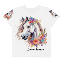 Love horses - t-shirt - voor en achterkant print