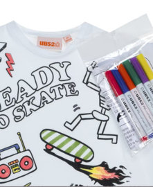 Wit - single jersey - T-shirt - kleur je eigen t-shirt! - Skate - inclusief textielstiften