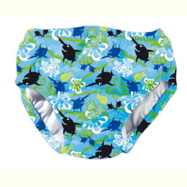 Zwemluier sealife baby model blauw met print