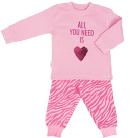 Frogs en Dogs - All You Need - meisjes - pyjama - roze -zebra - pailletten hart