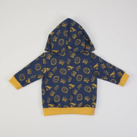 Vest met capuchon - knuffelzacht - 100% french terry katoen - baby/peuter - hip en uniek ! met diertjes - navy