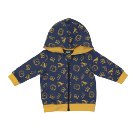 Vest met capuchon - knuffelzacht - 100% french terry katoen - baby/peuter - hip en uniek ! met diertjes - navy