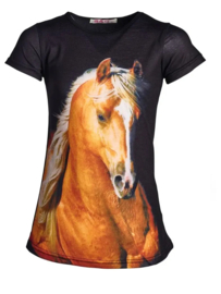 Meisjes  t-shirt met een paardenprint -  -zwart