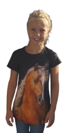 Meisjes  t-shirt met een paardenprint -  -zwart