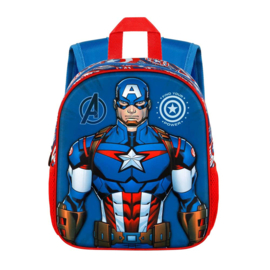 Kleine 3D - rugzak - CAPTAIN AMERICA - Kleuterrugzak met 3D-reliëf aan de voorkant - 31cm