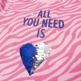 Frogs en Dogs - All You Need - meisjes -pyjama - roze/fuchsia - zebra - pailletten hart