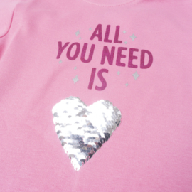 Frogs en Dogs - All You Need - meisjes - pyjama - roze -zebra - pailletten hart