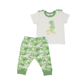 Kledingset - biologisch katoen - baby/peuter - Dinosaurus - t-shirt korte mouw + french terry broek