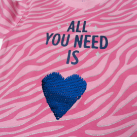 Frogs en Dogs - All You Need - meisjes -pyjama - roze/fuchsia - zebra - pailletten hart