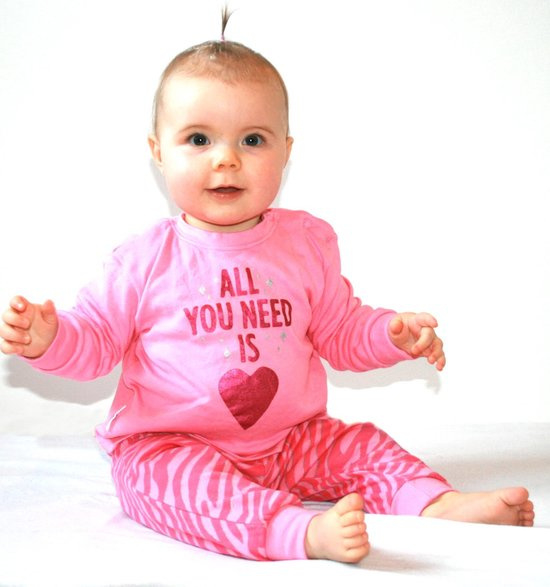 Frogs en Dogs - Zebra print - meisjes -  pyjama - pink heart