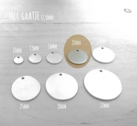 Aluminium 1,5mm dik - Rond 20mm (10 stuks)
