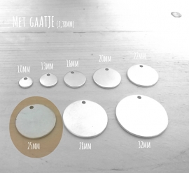 Aluminium 1,5mm dik - Rond 25mm (10 stuks)