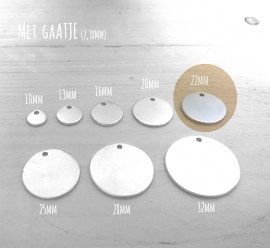 Aluminium 1,5mm dik - Rond 22mm (10 stuks)