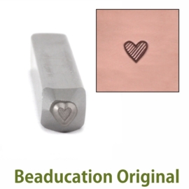 Tiny Tall Lined Heart, 2mm