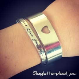 Armbandstrips 20mm breed - hart uit midden - 2mm dik