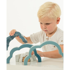 Label label regenboog puzzel blauw