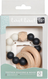 Label Label bijting zwart/ wit en hout