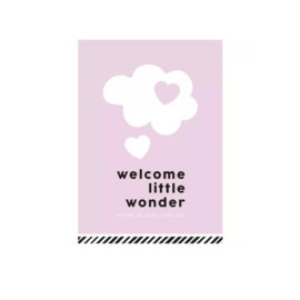 Wenskaart Welcome little wonder roze