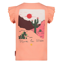 Jubel t-shirt zalm met backprint Salsa Sunset