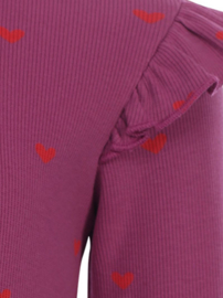 Looxs  T-shirt rib jersey Paars Hartjes