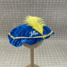 Pietenmuts blauw met gele veer