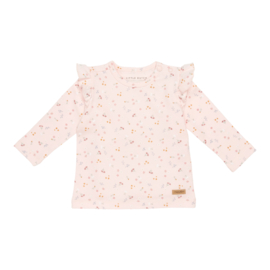 LD shirtje ruches pink flowers maat 50/56