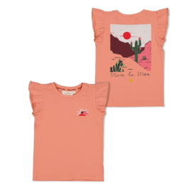 Jubel t-shirt zalm met backprint Salsa Sunset