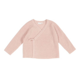 Little Dutch gebreid vestje overslag soft pink 62