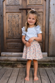 LD shirt sky blue met broderie