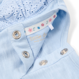 LD shirt sky blue met broderie