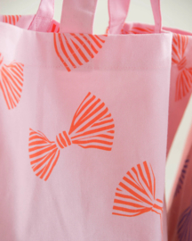 Katoenen shopper big bow fuchsia