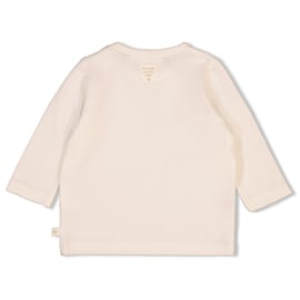 Feetje shirtje offwhite met taupe tekst maat 62