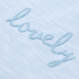 LD shirt sky blue met broderie