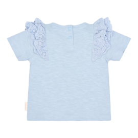LD shirt sky blue met broderie