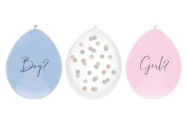 Gender Reveal ballonnen 6 pieces