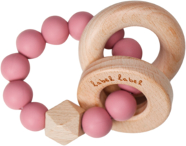 Label Label bijtring roze/ hout