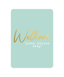 Wenskaart welkom lieve kleine baby -mint